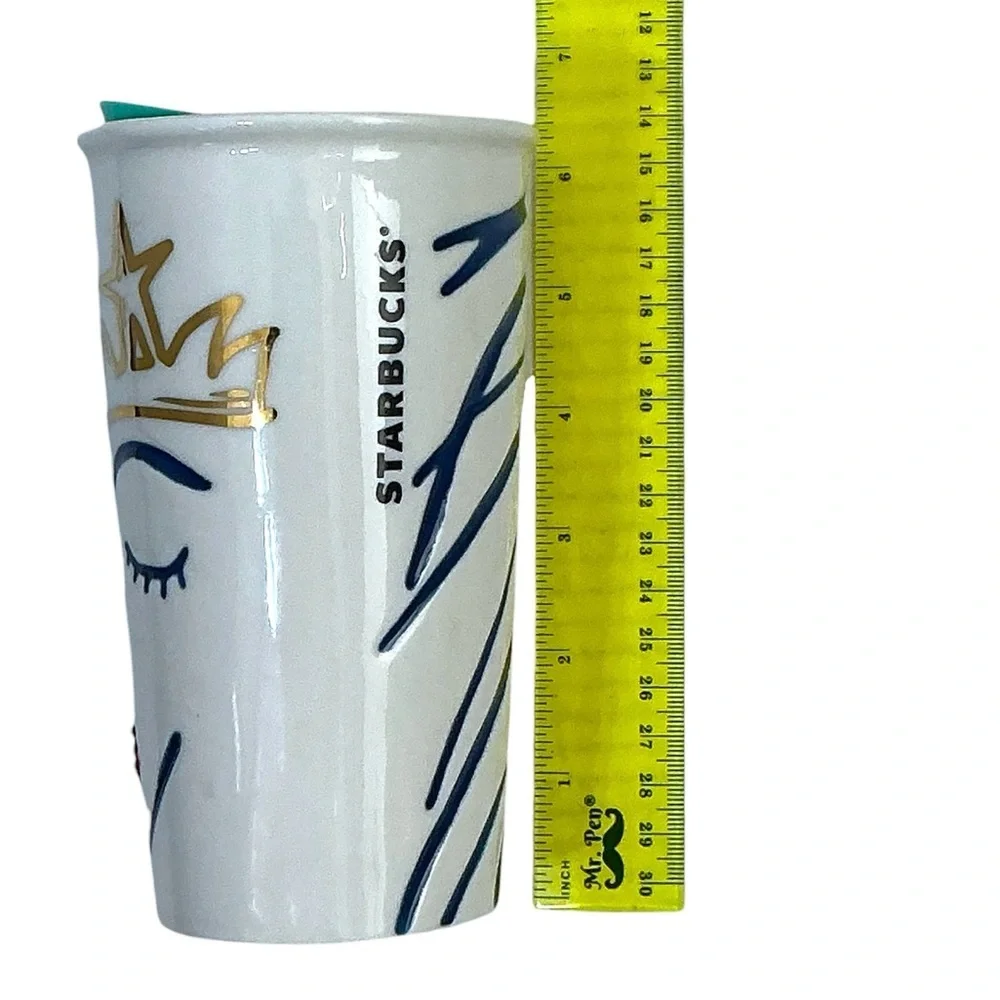 Starbucks 2016 Anniversary Ceramic Tumbler Swarovski Red Crystal Lip Siren Mug